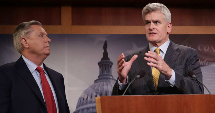 Senator Cassidy, shown speaking, is co-sponsor of the Obamacare repeal bill.