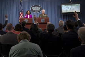 Pentagon officials press briefing about air strikes on Syria