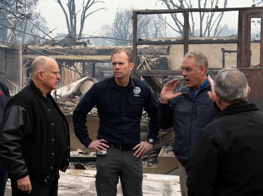 Gov. Brown-Secretary Zinke inspect Camp Fire damage