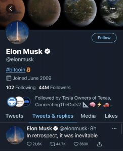 Twitter Screenshot from Elon Musk's account