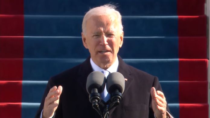 Pres. Joe Biden delivering his inaugural speech