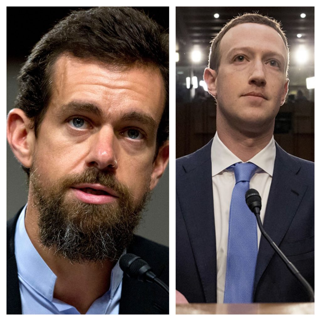 Jack Dorsey and Mark Zuckerberg