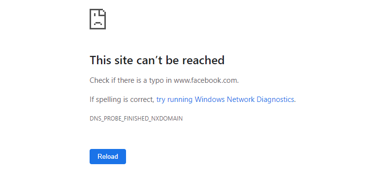 Screenshot from Facebook website on Google Chrome