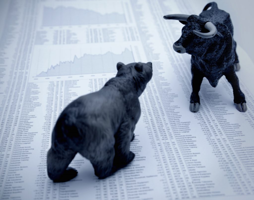 Bull and bear , symbolic beasts of market trend