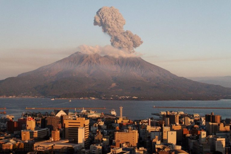 Active volcano in Japan blasts rocks and ash for over a mile