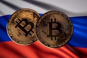Bitcoin on Russian Flag