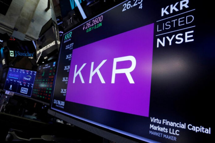 FILE PHOTO: Trading information for KKR & Co is displayed on a screen on the floor of the NYSE in New York Investment Co To Block KKRs £1.3B Smart Meter Deal