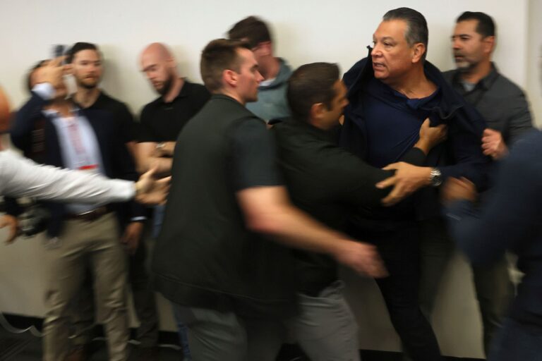 Senator Alex Padilla Forced Face Down, Handcuffed at Noem Press Conference—Behavior Mirrors Belligerent L.A. Protesters