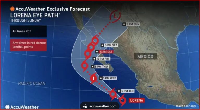 Hurricane Lorena Strengthens Off Mexico, Flash Flood Warnings Issued for Baja California
