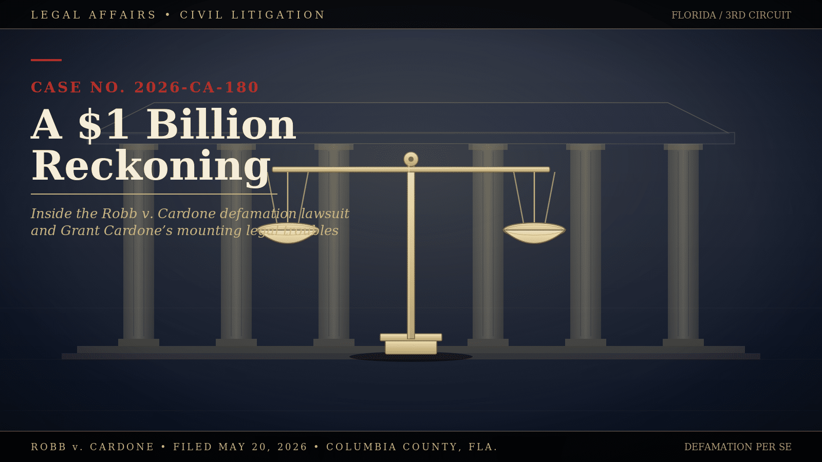 A $1 Billion Reckoning: Inside the Robb v. Cardone Defamation Lawsuit and Grant Cardone’s Mounting Legal Troubles