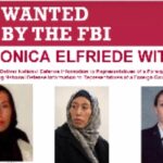 FBI wanted poster for Monica Elfriede Witt, showing three mugshots and the FBI seal.