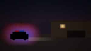 Sheriff vehicle outside a quiet desert home at night