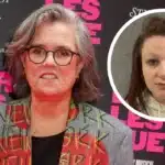 Older woman with gray hair and round glasses in front of a pink-and-black backdrop; inset circle shows a younger woman with dark hair in a hoodie.