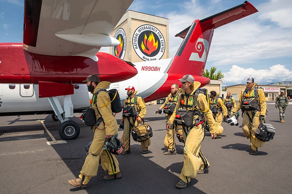 Federal wildland firefighters from the Bureau of Land Management prepare to deploy — three federal firefighters were killed battling wildfires on the Utah-Colorado border on June 28, 2026