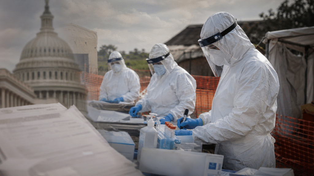 Health workers responding to the Congo Ebola outbreak during the Trump Ebola funding request.