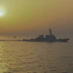 USS Stout guided-missile destroyer transiting the Strait of Hormuz, May 2020
