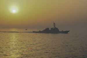 USS Stout guided-missile destroyer transiting the Strait of Hormuz, May 2020