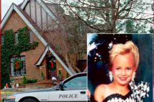 Police car parked in front of a brick house decorated with wreaths during the day; a smaller inset photo shows a smiling blonde girl in a black-and-white outfit.