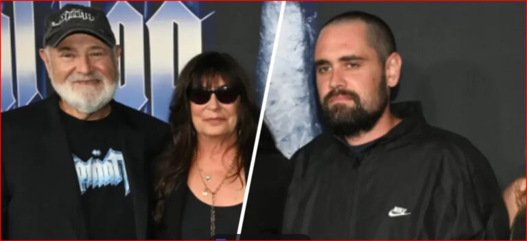 Three people posing for a photo: an older man with a white beard and cap on the left, a woman in sunglasses in the middle, and a bearded man in a black hoodie on the right, split by a diagonal line in the backdrop.