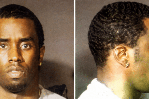 Mugshot pair: man facing forward (left) and in profile (right) with neutral expression; brown background.