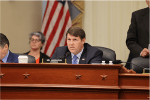 House Budget Committee Chairman Jodey Arrington sits at the committee dais as Republicans prepare a $95 billion reconciliation push.