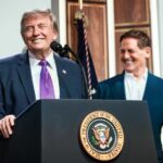 President Donald Trump speaks at a healthcare affordability event with CMS Administrator Dr. Mehmet Oz and other health officials nearby.