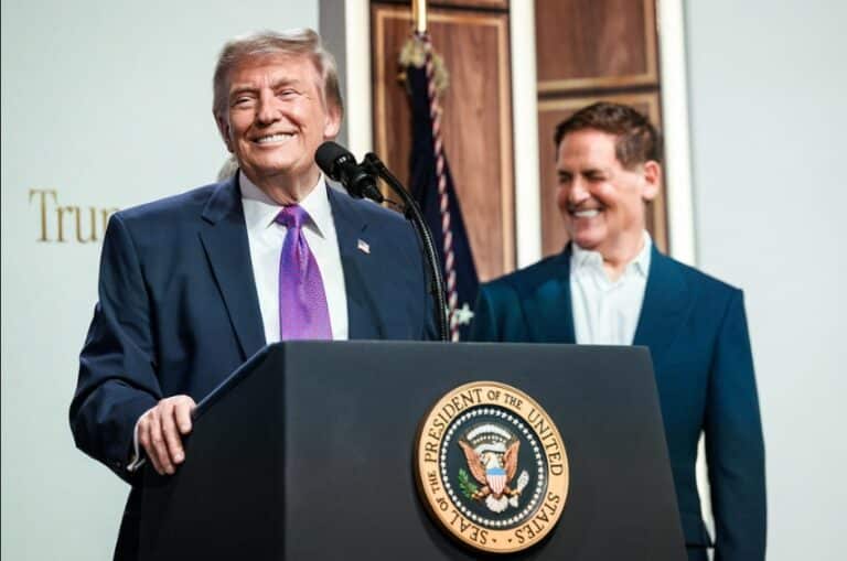 President Donald Trump speaks at a healthcare affordability event with CMS Administrator Dr. Mehmet Oz and other health officials nearby.