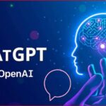 Promotional image for ChatGPT by OpenAI showing a glowing brain circuitry and embracing hands with a chat bubble outline in foreground.