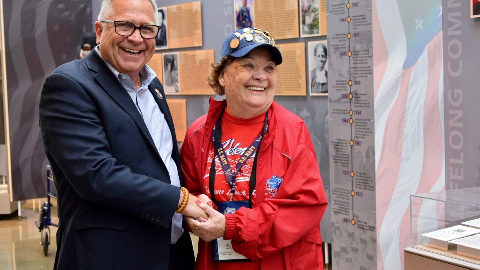 House Veterans’ Affairs Committee Chairman Mike Bost stands with a veteran as Congress considers H.R. 9237 and changes to veterans’ benefits.