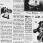 Black-and-white newspaper page with multi-column articles, including a section titled 'Our Celebration' and a 'Photo Gallery' header with small photos, plus an illustration for 'How It Was July 4, 1776.'