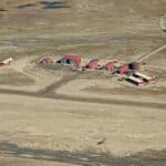 Nerlerit Inaat Airport in East Greenland, where equipment for the proposed Greenland oil drilling project was stored.