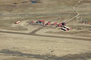 Nerlerit Inaat Airport in East Greenland, where equipment for the proposed Greenland oil drilling project was stored.
