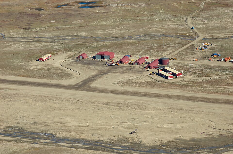 Nerlerit Inaat Airport in East Greenland, where equipment for the proposed Greenland oil drilling project was stored.