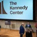 President Donald Trump at the Kennedy Center before the board approved a Trump inscription