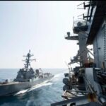 USS Abraham Lincoln crisis carrier transiting the Arabian Sea during its extended 2026 Middle East deployment