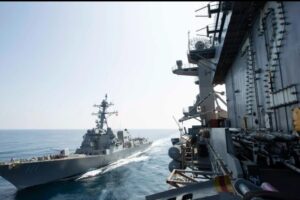 USS Abraham Lincoln crisis carrier transiting the Arabian Sea during its extended 2026 Middle East deployment