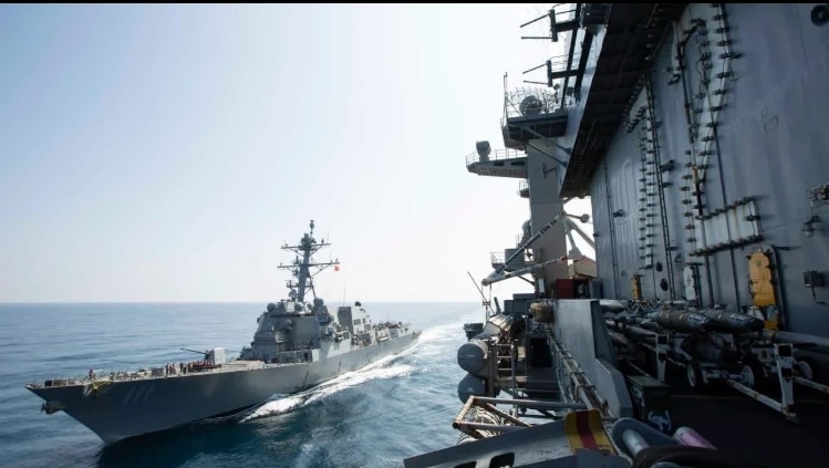 USS Abraham Lincoln crisis carrier transiting the Arabian Sea during its extended 2026 Middle East deployment
