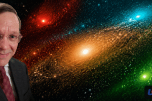 Man in suit and tie smiling at camera, overlaid on a colorful space background with the USA Herald logo in the corner.