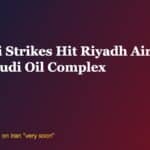 USA Herald graphic: Houthi strikes hit Riyadh airport and Saudi oil complex