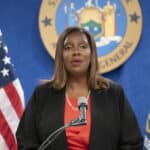 New York State Attorney General, Letitia James, speaks during a news conference in New York City