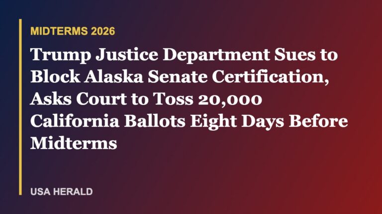 Trump Justice Department Sues to Block Alaska Senate Certification, Asks Court to Toss 20,000 California Ballots Eight Days Before Midterms