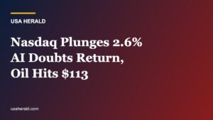 Wall Street Rattled: Nasdaq Plunges 2.6% as AI Doubts Return, Oil Hits $113 and Meta, Nvidia Take Heavy Losses